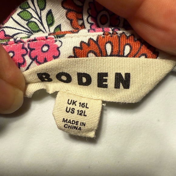 Women’s Boden Pink and White Patterned Sleeveless Dress Size 12L - Picture 7 of 8